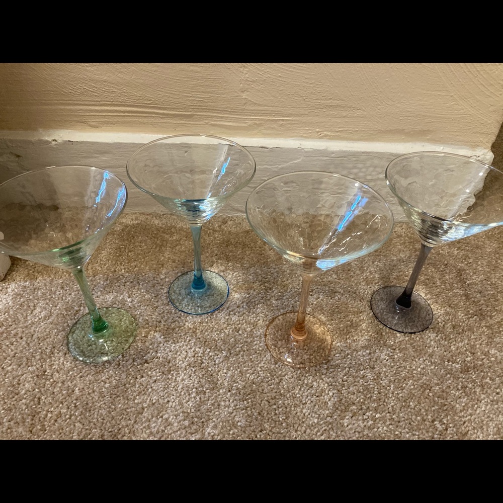 Set of 4 Multi-Colored Martini Glasses - Picture 2 of 8